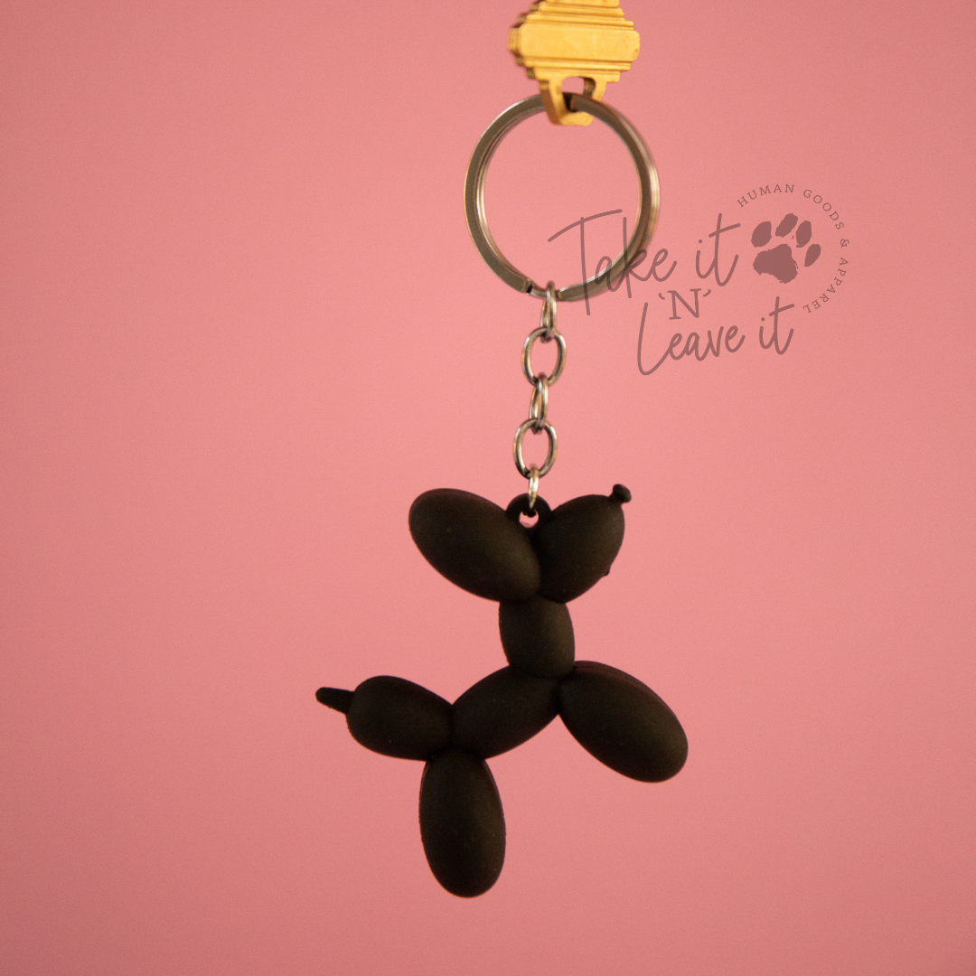 Gunmetal Balloon Dog Keychain